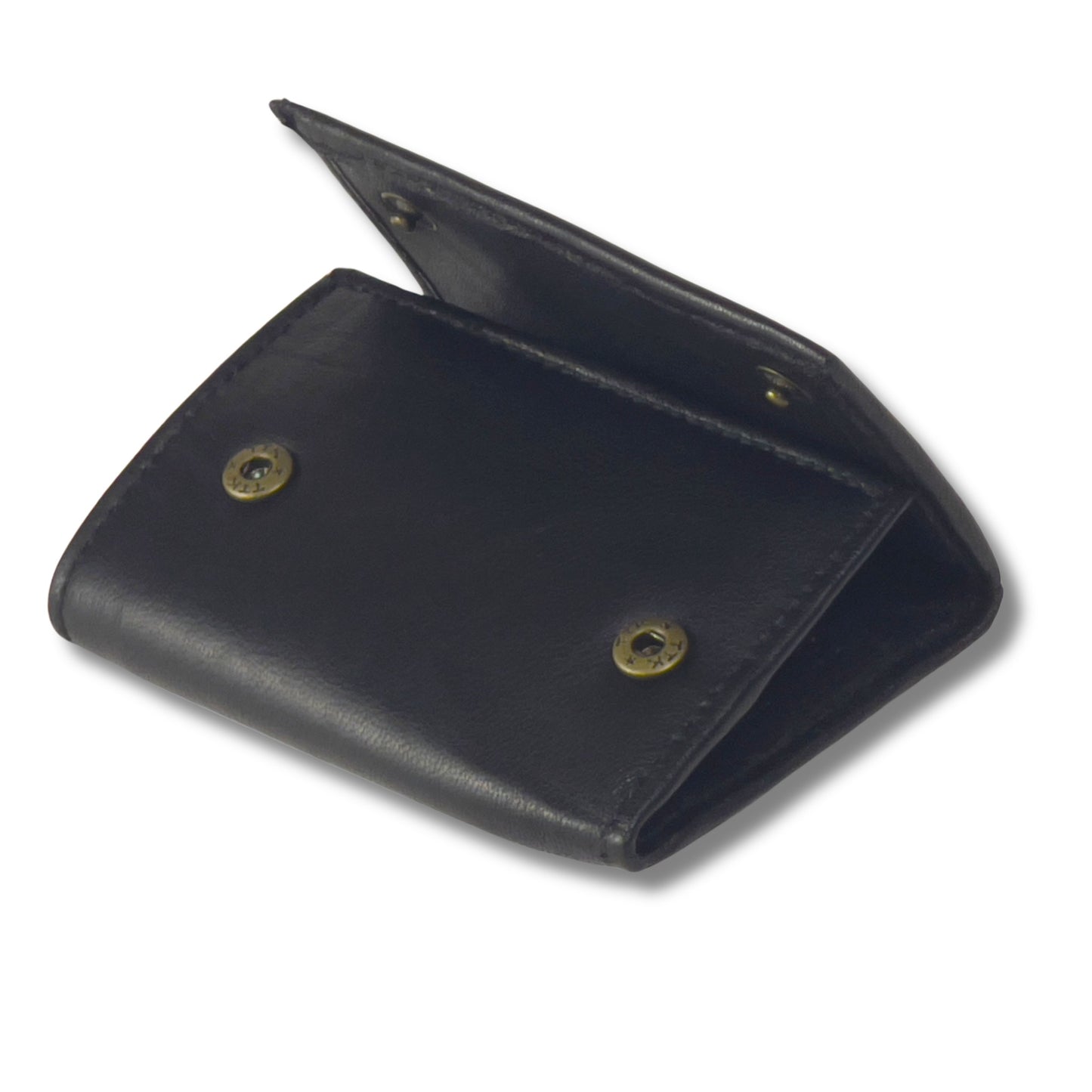 Interior detail of a soft black leather wallet showcasing its smooth finish and functional compartments