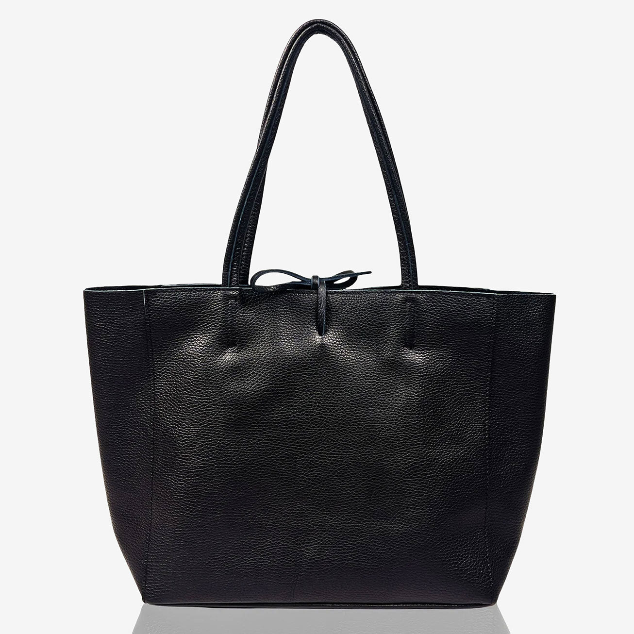 A Handcrafted Black Real Italian Leather Tote Bag
