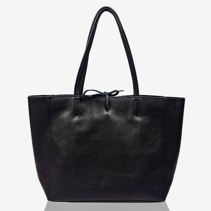 A Handcrafted Black Real Italian Leather Tote Bag
