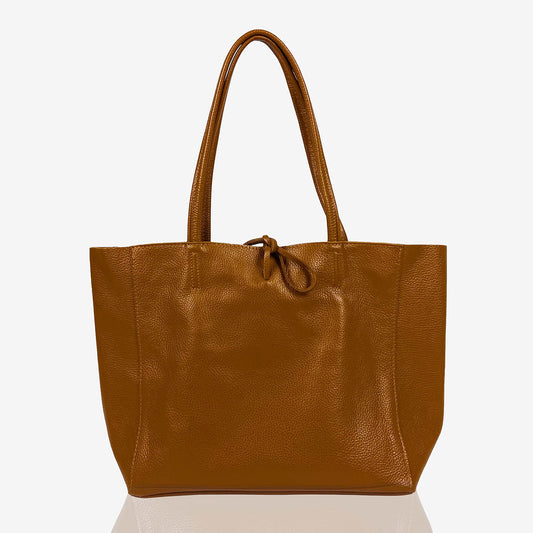 A Handcrafted Dark Tan Real Italian Leather Tote Bag