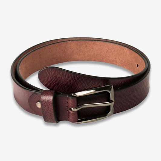 Full-Grain Real Leather Belt with Gunmetal Buckle