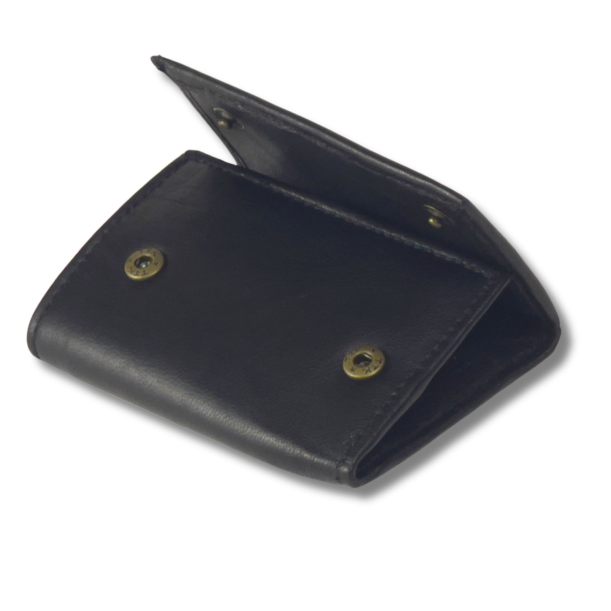 Interior detail of a soft black leather wallet showcasing its smooth finish and functional compartments