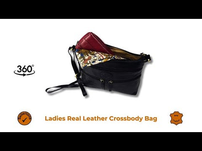 Ladies Real Leather Multi-Compartment Crossbody/Shoulder Bag