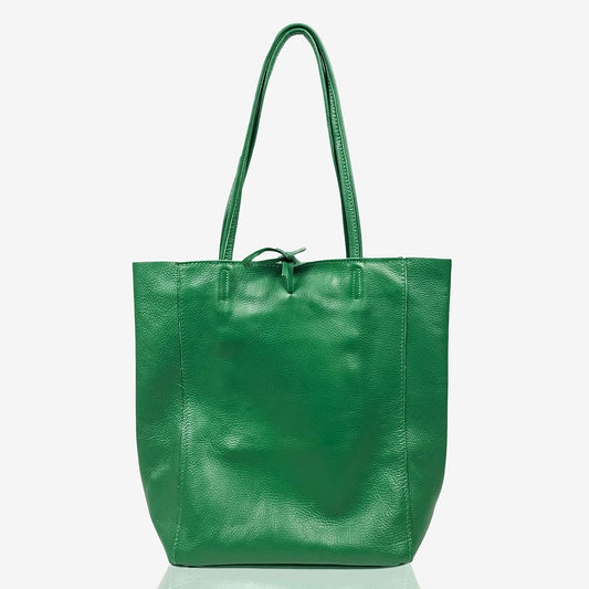 A Handcrafted Green Real Italian Leather Tote Bag