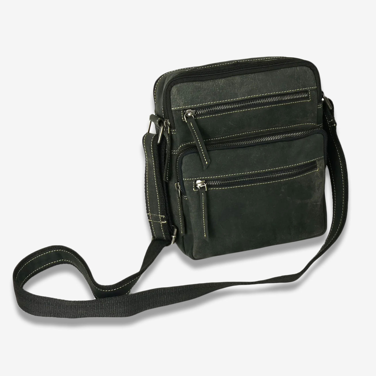 Unisex Hunter Suede Leather Multi-Compartment Crossbody/Shoulder Bag