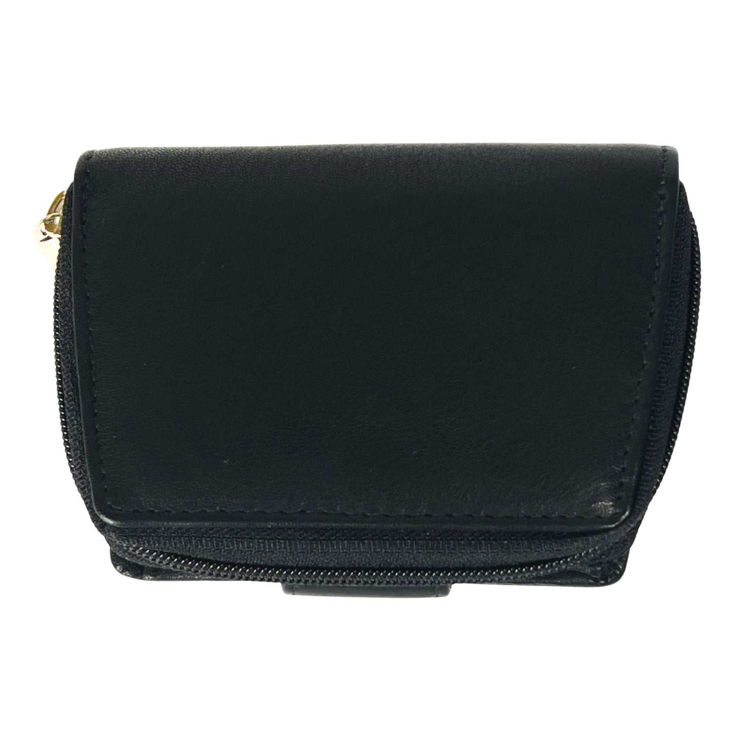 Underside view of a black RFID ladies' purse in soft Nappa leather