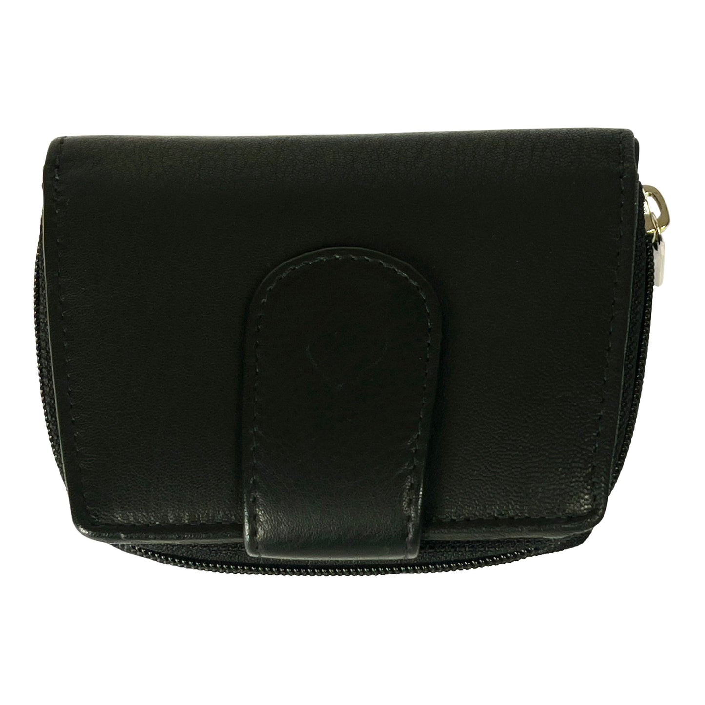Front view of a black RFID ladies' purse in soft Nappa leather