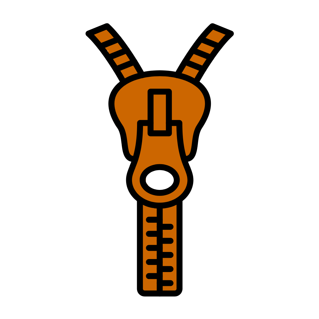 Icon showing a zipper feature used on leather wallets and bags